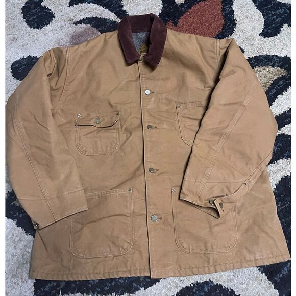 Vintage sz XL Carhartt Blanket Lined Jacket Corduroy Collar Muleskin 80’s - Picture 2 of 16